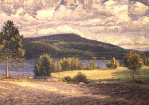Sommarlandskap by Carl (August) Johansson