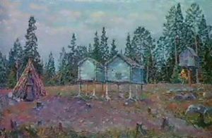 Norrlandskt Landskap Med Kata Och Fabodar by Carl (August) Johansson