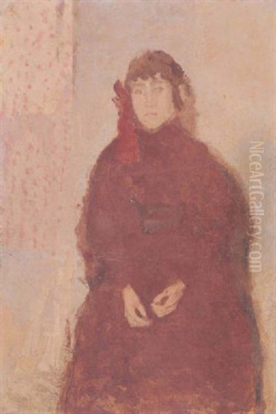 Young Woman In A Mulberry Dress - view 1