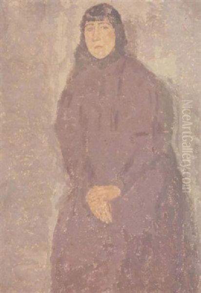 Young Woman In Mulberry-coloured Dress - view 1