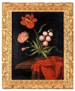 Blomsterstilleben I Glasvas by Johan Johnsen