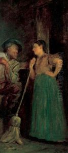 Interior Scene (study For Fiddling His Way) by Eastman Johnson