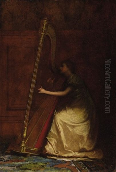 Lady Playing Harp - view 1
