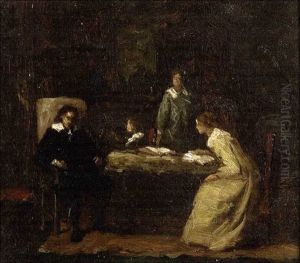 Study For Milton Dictating Paradise Lost To His Daughters by Eastman Johnson