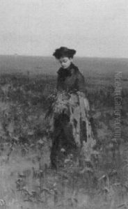 Woman Gathering Flowers, Nantucket by Eastman Johnson