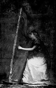 The Harp Player by Eastman Johnson