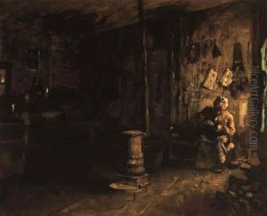 Shoemaker Hagertty's Shop by Eastman Johnson