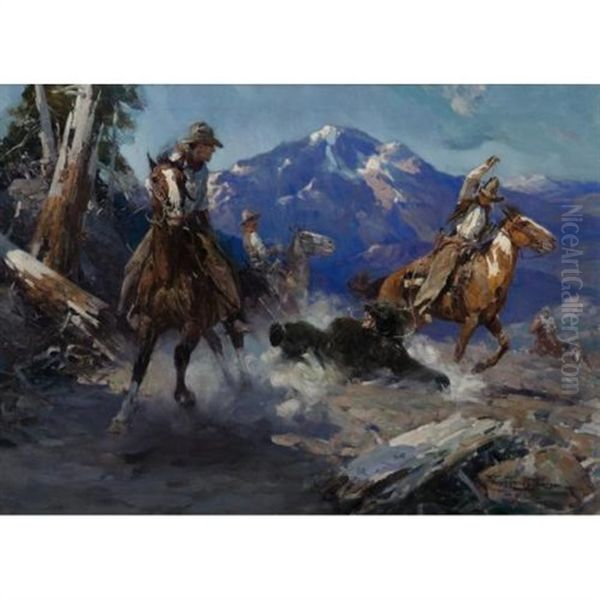 Cowboys Roping A Bear - view 1