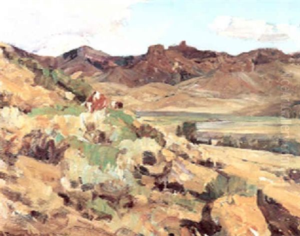 A Cow And A Calf (in The Shoshone Valley) - view 1