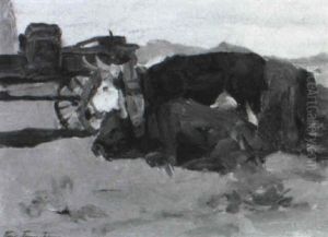 Oxen And Wagon by Frank Johnson