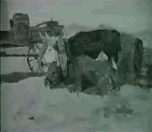 Oxen & Wagon by Frank Johnson