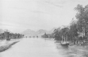 British Troops Visting A Chinese Village On A River by John Willes (Captain) Johnson