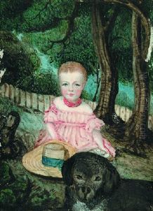 Young Girl With Her Dog by Joseph Hoffman Johnson