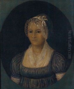 Portrait Of A Young Lady Wearing A White Lace Cap, Gray Gown And White Lace Fichu