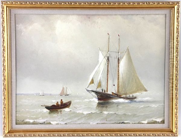 Double Masted Ship At Sea - view 1