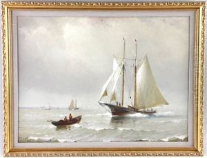 Double Masted Ship At Sea by Johnson, Marshall