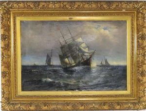 Three-masted Ship, Full Sail by Johnson, Marshall