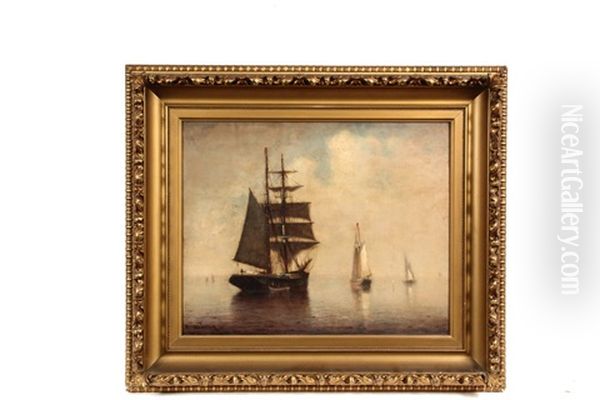 Barque And Schooners In Golden Mist - view 1