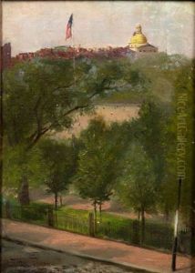 View To The Boston State House From The Public Gardens by Johnson, Marshall