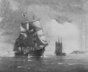American Bark Under Tow Into A Harbor American Bark Under Tow Into A Harbor