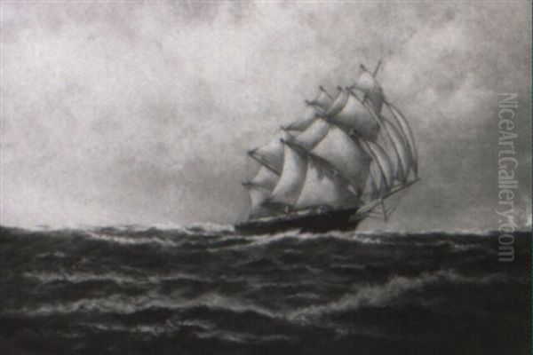 An American Full-rigged Ship On The Starboard Tack - view 1