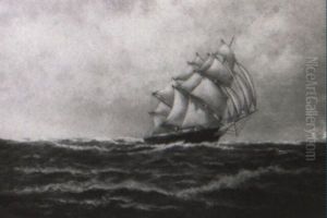 An American Full-rigged Ship On The Starboard Tack by Johnson, Marshall