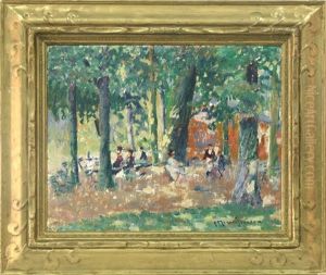 Picnic In The Park; River Scene (2 Works) by Morton Johnson