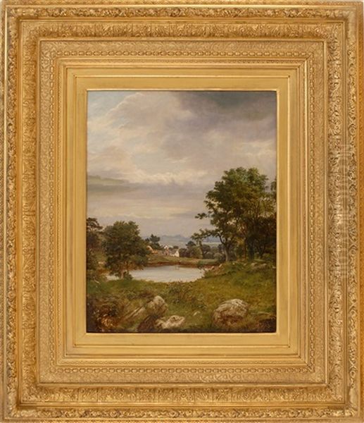 A Seaside Village With Pond And The Ocean In The Distance - view 1