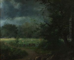 Cattle In Pastoral Landscape by David Johnson