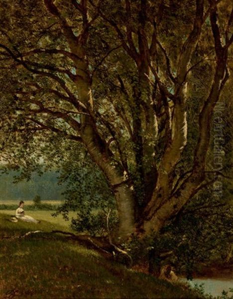 Woman Seated By A Stream (study) - view 1