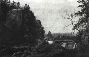 River Landscape With Waterfall by David Johnson