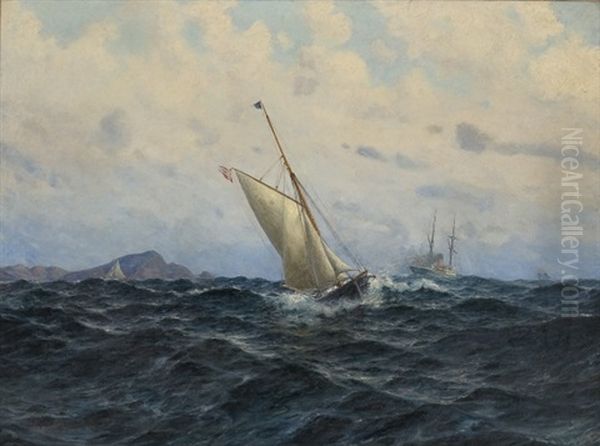 Sailing Boat And Steamer - view 1