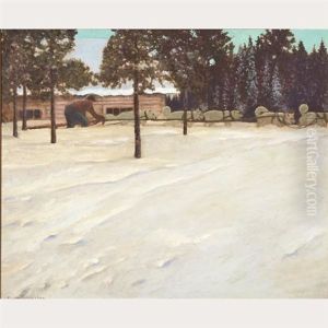In Deep - Breaking A New Trail At Jackpine, Ontario by Francis Hans Johnston