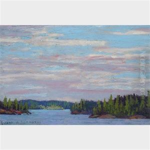 Through The Channel, Bryce's Island On The Right, Lake Of The Woods by Francis Hans Johnston