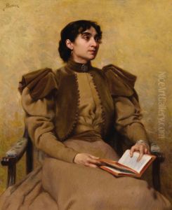 Portrait Of A Lady Reading by Ferdinand Bassot