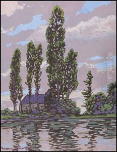 Landscape With Trees And House by Francis Hans Johnston