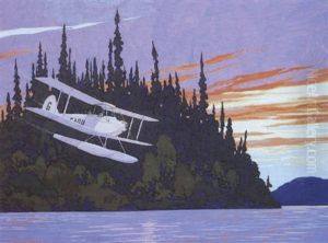 Float Plane Coming In For A Landing by Francis Hans Johnston