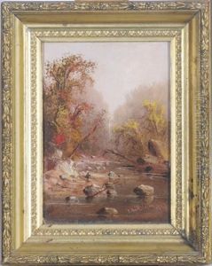 Riverbed Landscape In Autumn (+ A Companion Painting; 2 Works) by John R. Johnston