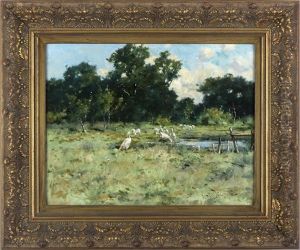 Fall Landscape With Stream by Reuben Le Grande Johnston
