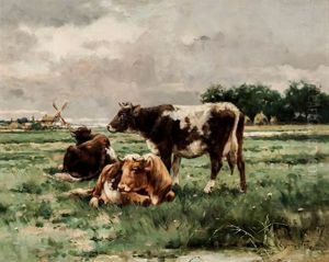 Landscape With Cows by Reuben Le Grande Johnston