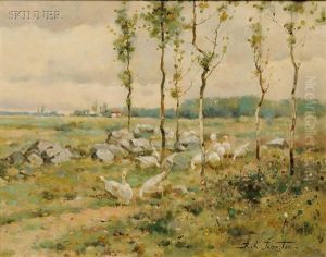 Landscape With Geese by Reuben Le Grande Johnston