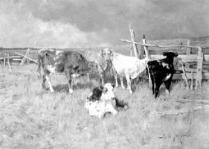 Cows Gathered Before The Storm by Reuben Le Grande Johnston