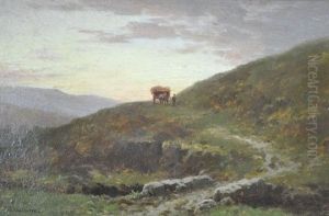 The Hay Cart-english Landscape by Henry James Johnstone