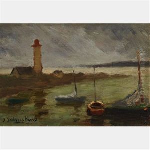 Lighthouse With Moored Boats Lighthouse With Moored Boats