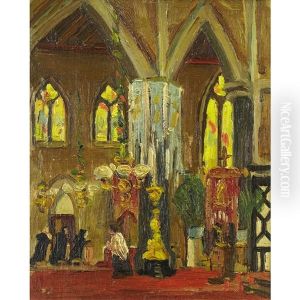 Interior Of A Cathedral by John Young Johnstone