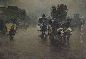 London: Carriages In The Mist, London by Pieter Josselin de Johs