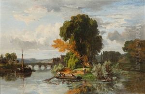 River Landscape by Dominique-Adolphe Grenet de Joigny