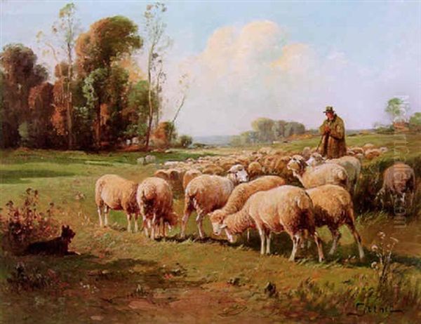 A Summer Landscape With A Shepherd And His Flock - view 1