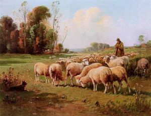A Summer Landscape With A Shepherd And His Flock