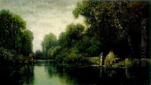 Au Bord De La Riviere by Dominique-Adolphe Grenet de Joigny